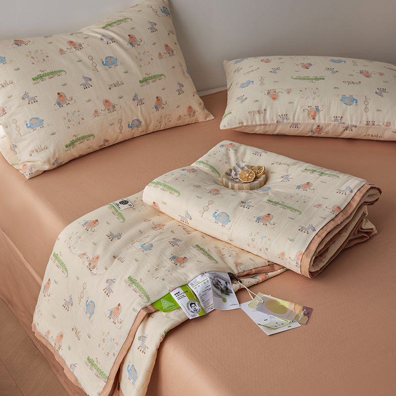 Cotton Double-Layer Yarn Summer Blanket Children's Summer Air-Conditioning Thin Duvet